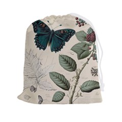 Butterflies Butterfly Botanical Nature Sketch Junk Journal Field Notes Paper Vintage Ephemera Drawstring Pouch (2xl) by Maspions