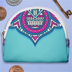 Mandala Blue Horseshoe Style Canvas Pouch by goljakoff