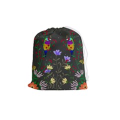 Bird Flower Plant Nature Drawstring Pouch (medium) by Maspions