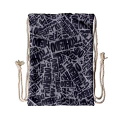 Rebel Life: Typography Black And White Pattern Drawstring Bag (small) by dflcprintsclothing