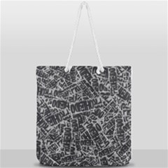Rebel Life: Typography Black And White Pattern Full Print Rope Handle Tote (large) by dflcprintsclothing