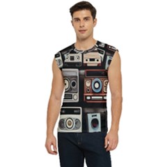 Retro Cameras Old Vintage Antique Technology Wallpaper Retrospective Men s Raglan Cap Sleeve T-shirt by Grandong