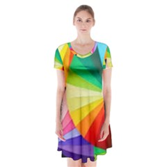 Bring Colors To Your Day Short Sleeve V-neck Flare Dress by elizah032470