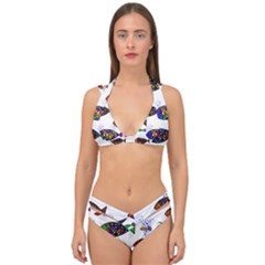 Fish Abstract Colorful Double Strap Halter Bikini Set by Maspions