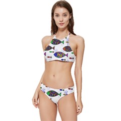Fish Abstract Colorful Banded Triangle Bikini Set by Maspions