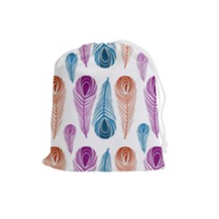 Pen Peacock Colors Colored Pattern Drawstring Pouch (large) by Maspions
