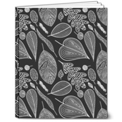 Leaves Flora Black White Nature 8  X 10  Softcover Notebook by Maspions