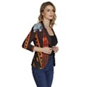 Sci-fi Futuristic Science Fiction City Neon Scene Artistic Technology Machine Fantasy Gothic Town Bu Women s One-Button 3/4 Sleeve Short Jacket View3