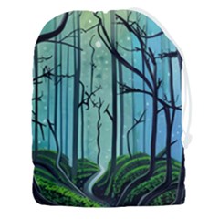 Nature Outdoors Night Trees Scene Forest Woods Light Moonlight Wilderness Stars Drawstring Pouch (3xl) by Posterlux