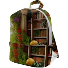 Room Interior Library Books Bookshelves Reading Literature Study Fiction Old Manor Book Nook Reading Zip Up Backpack by Posterlux