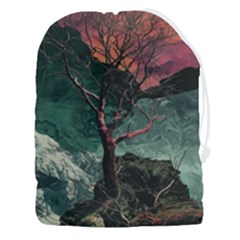 Night Sky Nature Tree Night Landscape Forest Galaxy Fantasy Dark Sky Planet Drawstring Pouch (3xl) by Posterlux