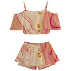 Lines Abstract Colourful Design Kids  Off Shoulder Skirt Bikini by Maspions