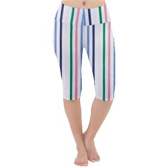 Stripes Pattern Abstract Retro Vintage Lightweight Velour Cropped Yoga Leggings by Maspions