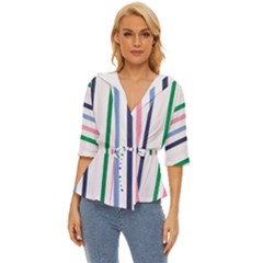 Stripes Pattern Abstract Retro Vintage Lightweight Drawstring Hooded Top by Maspions