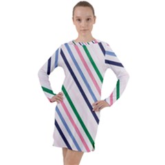 Retro Vintage Stripe Pattern Abstract Long Sleeve Hoodie Dress by Maspions