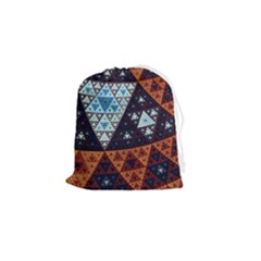 Fractal Triangle Geometric Abstract Pattern Drawstring Pouch (small) by Cemarart