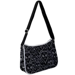 Old Man Monster Motif Black And White Creepy Pattern Zip Up Shoulder Bag by dflcprintsclothing