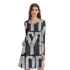 Gym Mode Long Sleeve Knee Length Skater Dress With Pockets by Store67