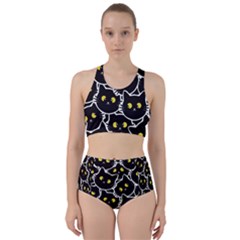 Cat Pattern Pet Drawing Eyes Racer Back Bikini Set by Maspions