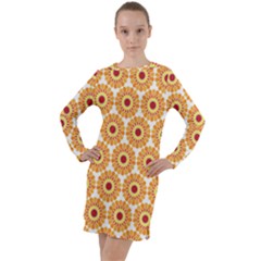 Pattern Shape Design Art Drawing Long Sleeve Hoodie Dress by Maspions