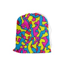 Colorful-graffiti-pattern-blue-background Drawstring Pouch (large) by designsbymallika