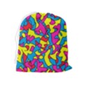 Colorful-graffiti-pattern-blue-background Drawstring Pouch (XL) View2