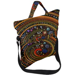 Swirl Vortex Emoji Cyclone Motion Art Fold Over Handle Tote Bag by Paksenen