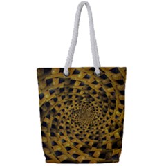 Spiral Symmetry Geometric Pattern Black Backgrond Full Print Rope Handle Tote (small) by dflcprintsclothing