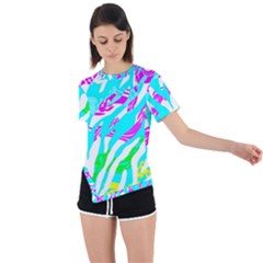 Animal Print Bright Abstract Asymmetrical Short Sleeve Sports T-shirt by Ndabl3x