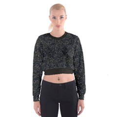 Midnight Blossom Elegance Black Backgrond Cropped Sweatshirt by dflcprintsclothing
