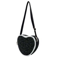 Midnight Blossom Elegance Black Backgrond Heart Shoulder Bag by dflcprintsclothing