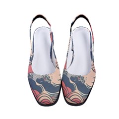 Waves Ocean Sea Water Pattern Rough Seas Digital Art Nature Nautical Women s Classic Slingback Heels by Bedest