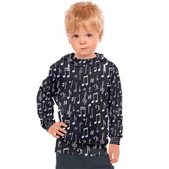 Chalk Music Notes Signs Seamless Pattern Kids  Hooded Pullover by Ravend