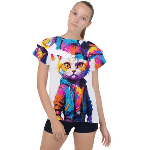 Wild Cat Ruffle Collar Chiffon Blouse by Sosodesigns19