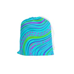 Pattern Swirl Pink Green Aqua Drawstring Pouch (medium) by Ndabl3x
