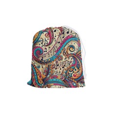 Paisley Print Musical Notes Drawstring Pouch (medium) by RiverRootz