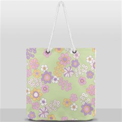 Pattern Background Vintage Floral Full Print Rope Handle Tote (large) by Ndabl3x