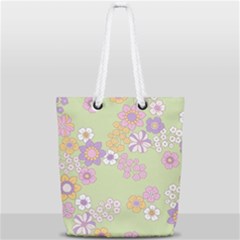 Pattern Background Vintage Floral Full Print Rope Handle Tote (small) by Ndabl3x