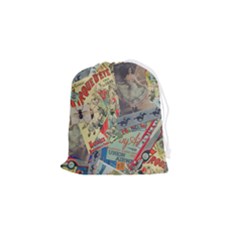 Paper Scattered Vintage Drawstring Pouch (small) by Ndabl3x