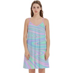 Holographic Abstract In Pastel Mini Camis Dress With Pockets by flowerland