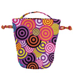 Abstract Circles Background Retro Drawstring Bucket Bag by Ravend