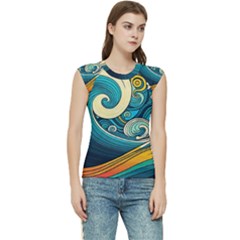 Waves Ocean Sea Abstract Whimsical Abstract Art 3 Women s Raglan Cap Sleeve T-shirt by Ndabl3x