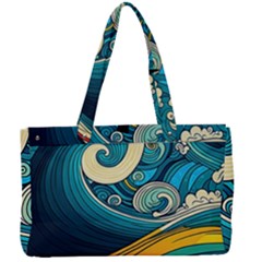 Waves Ocean Sea Abstract Whimsical Abstract Art 3 Canvas Work Bag by Ndabl3x