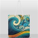 Waves Ocean Sea Abstract Whimsical Abstract Art 3 Full Print Rope Handle Tote (Large) View1