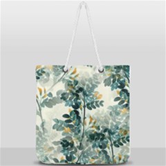 Vintage Retro Flowers Leaves Foliage Plants Full Print Rope Handle Tote (large) by Ndabl3x