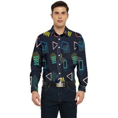 Memphis Seamless Patterns Abstract Jumble Textures Men s Long Sleeve Shirt by Hannah976