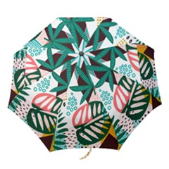 Abstract Seamless Pattern With Tropical Leaves Folding Umbrellas by Hannah976