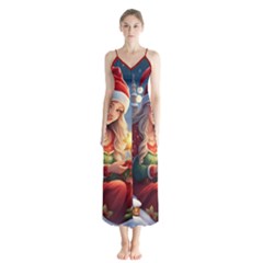 Christmas Greetings Button Up Chiffon Maxi Dress by 2607694c