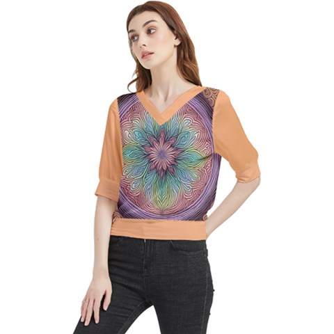 Orange3 Pattern 4 Quarter Sleeve Blouse by 2607694c