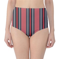 Rosa Grau Streifen Classic High-waist Bikini Bottoms by 2607694c